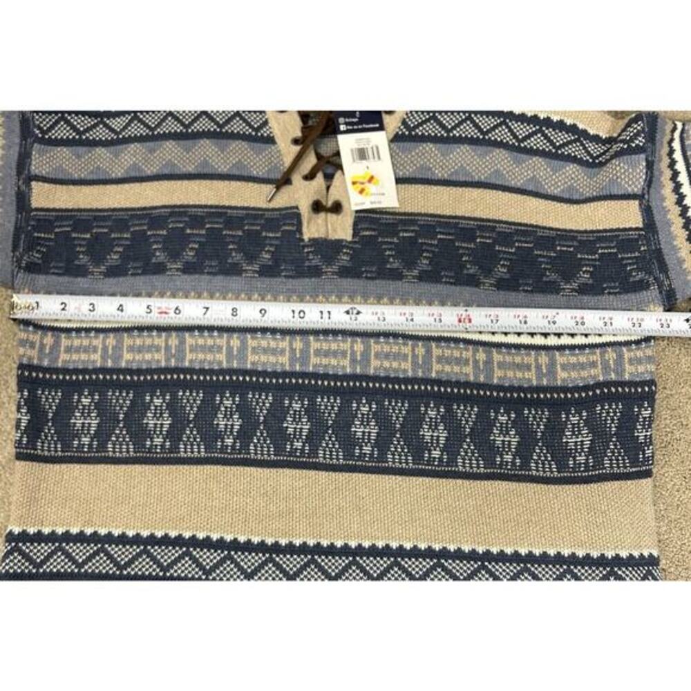 NWT Chaps Women’s Southwestern Knit Tie Up Front Sweater Size L Boho Chic - Picture 7 of 10